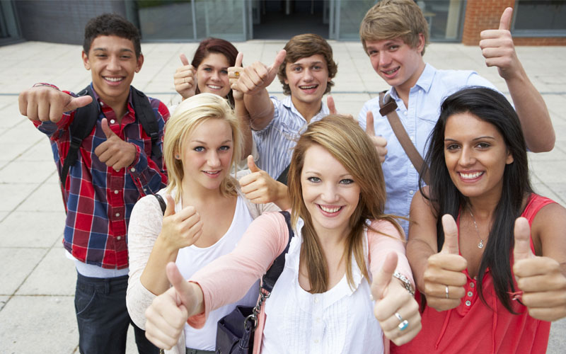 Picture of young people with thumbs up
