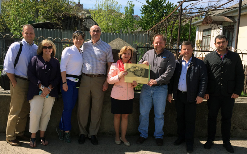 Picture of Shane Berger with Moldova credit union members