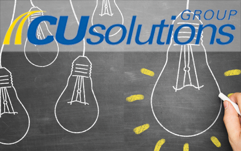 Picture of light bulbs with CU Solutions Group Logo